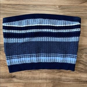 blue striped tube top